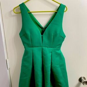 Kelly Green V-Neck Swing Dress - Small
